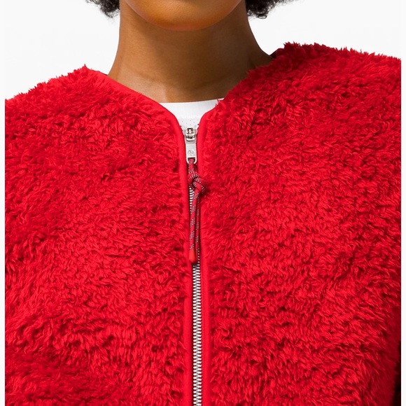 Lululemon Oh So Sherpa Full Zip Jacket Dark Red - Picture 5 of 5